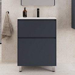 Style Line Тумба с раковиной Лима 60 Plus эмаль графит матовая – фотография-3